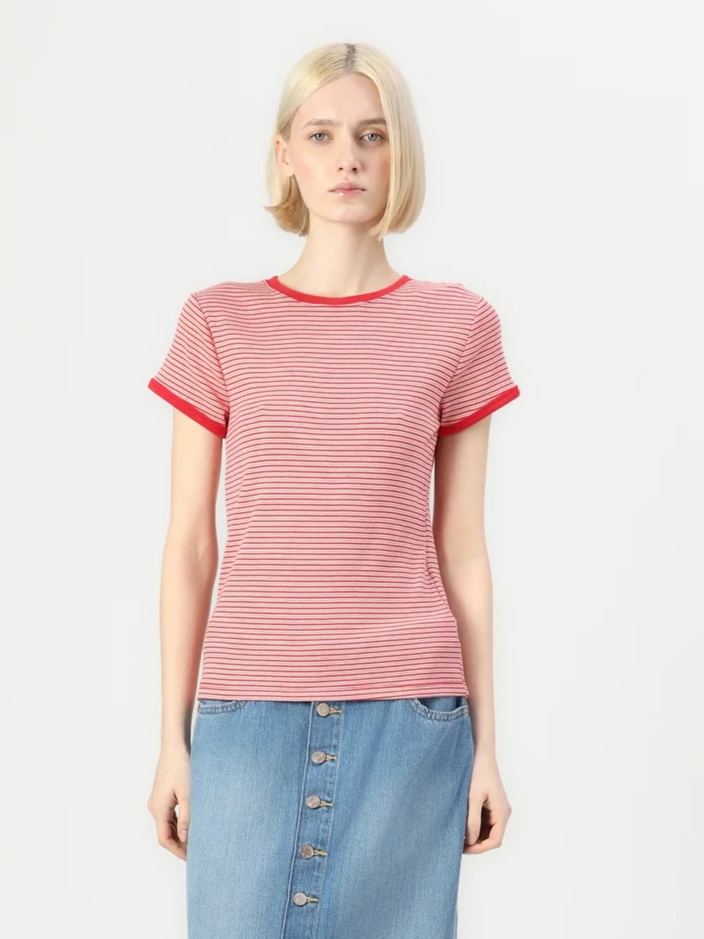 GAP Modern Crew Red and White Striped